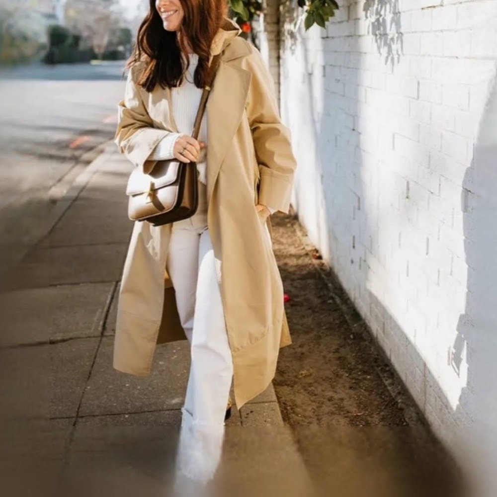 Jenni Kayne Belted Rain Long Coat Jacket Khaki with Hood